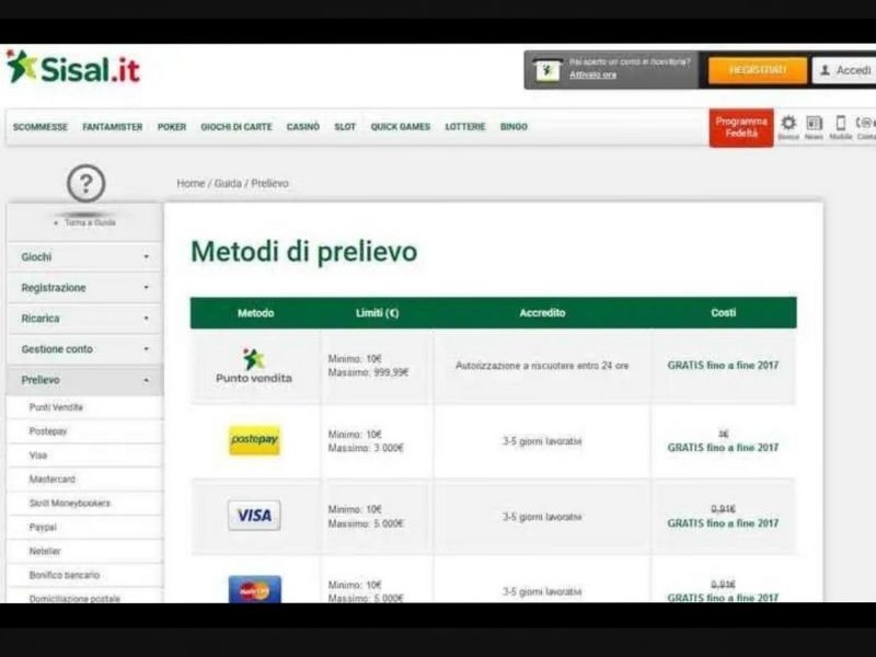 Come effettuare un deposito al casinò Sisal