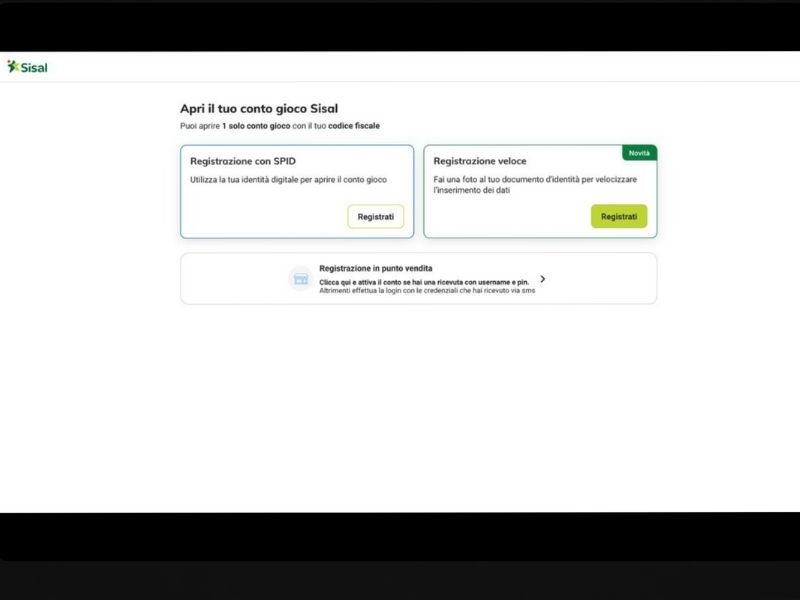 Registrazione al Sisal casinò